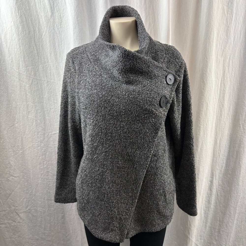 Ronen Chen Gray Button-Up Women's Jacket with Side Slit Pockets 10
